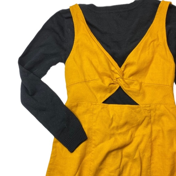 Forever 21 Woven Mustard Yellow Twist Cut Out Mini Dress - Picture 6 of 6